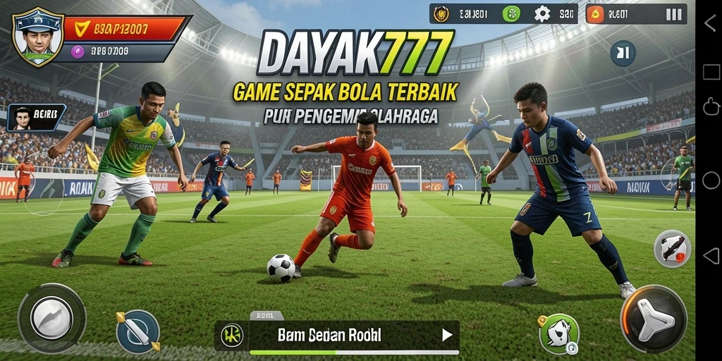 Tampilan gameplay seru dalam permainan sepak bola.