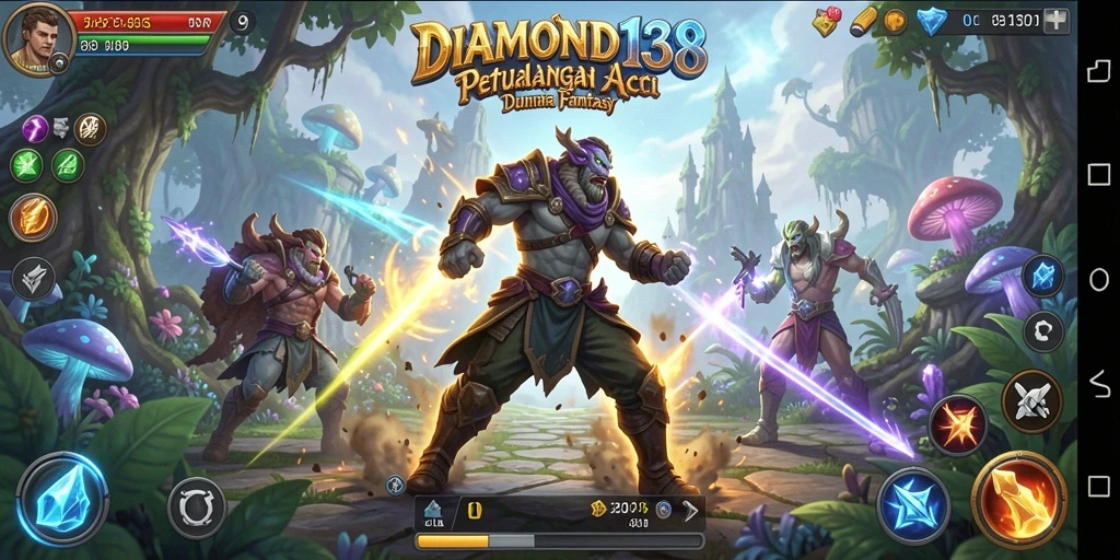 Tangkapan layar menampilkan aksi seru dalam dunia fantasi DIAMOND138.