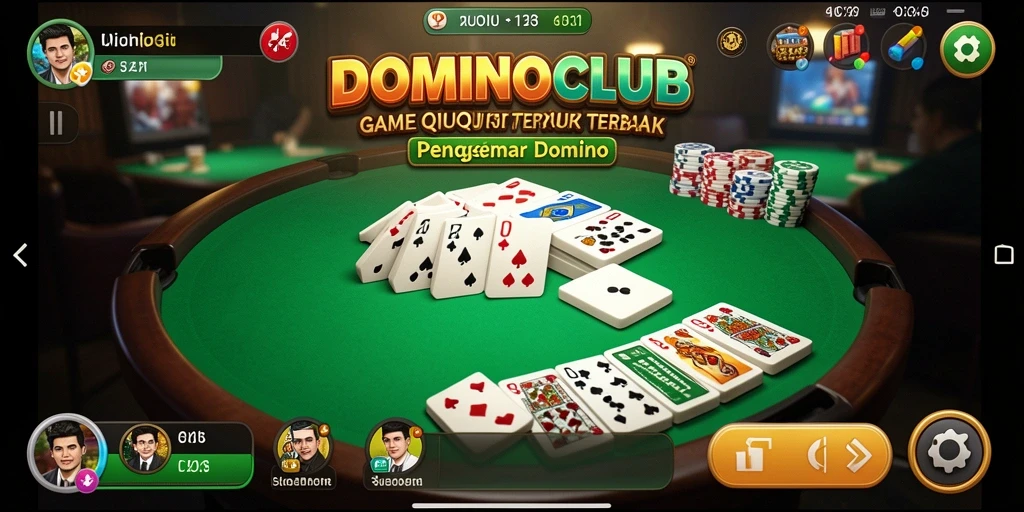 Screenshot utama DOMINOCLUB yang menunjukkan gameplay QiuQiu yang seru.