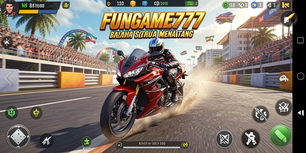 Gameplay balapan motor yang mendebarkan di FUNGAME777.