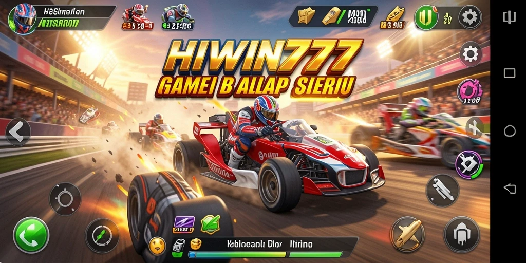 Gameplay Racing HIWIN777 yang mendebarkan di lintasan balapan.