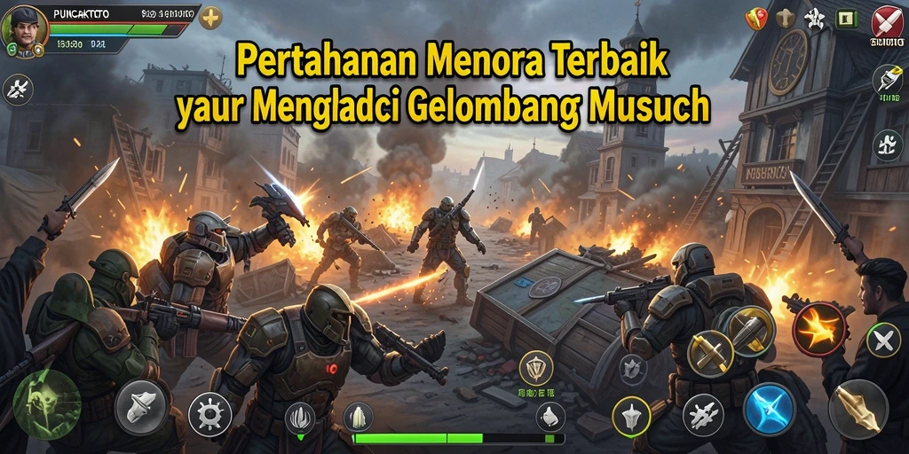 Gameplay intens dalam PUNCAKTOTO dengan menara strategis untuk melawan musuh.