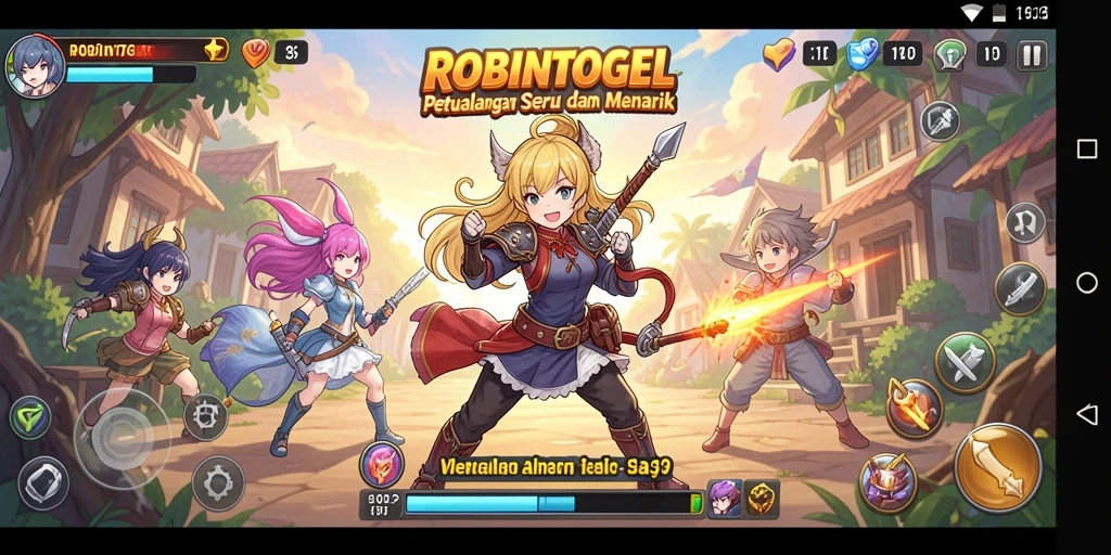 Tampilan gameplay seru dalam ROBINTOGEL dengan karakter anime ikonik.