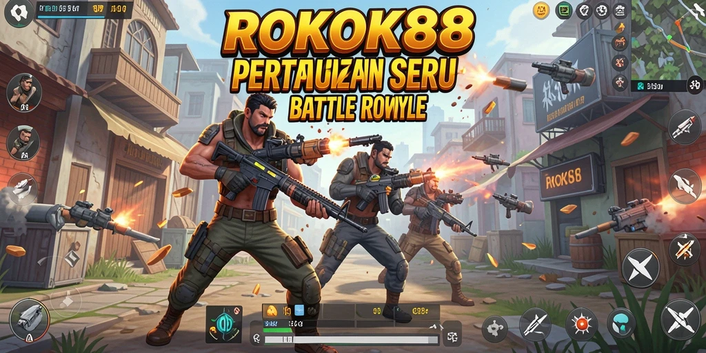 Gameplay Battle Royale ROKOK88 yang penuh aksi dan strategis.