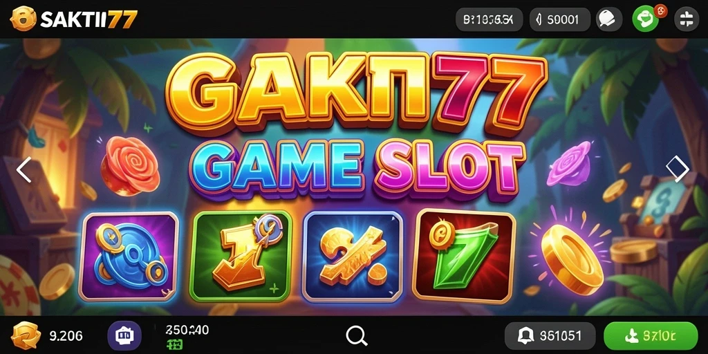 Screenshot gameplay SAKTI77 menunjukkan gulungan yang penuh warna dan fitur menarik.