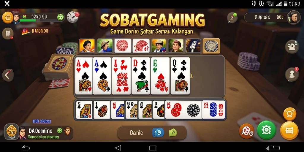 Menampilkan gameplay seru dari SOBATGAMING dalam permainan Domino.